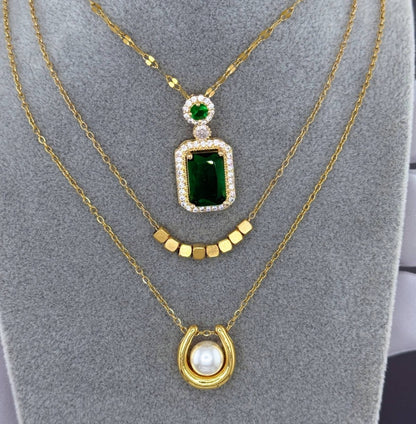 Waterproof Green Emerald Fashion Jewelry set (18K Gold Plated)
