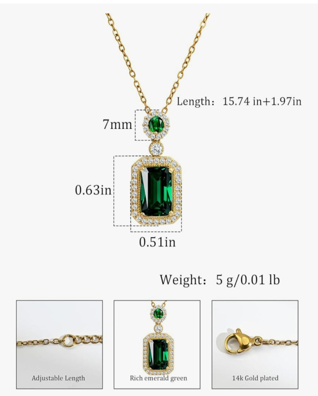 Waterproof Green Emerald Fashion Jewelry set (18K Gold Plated)