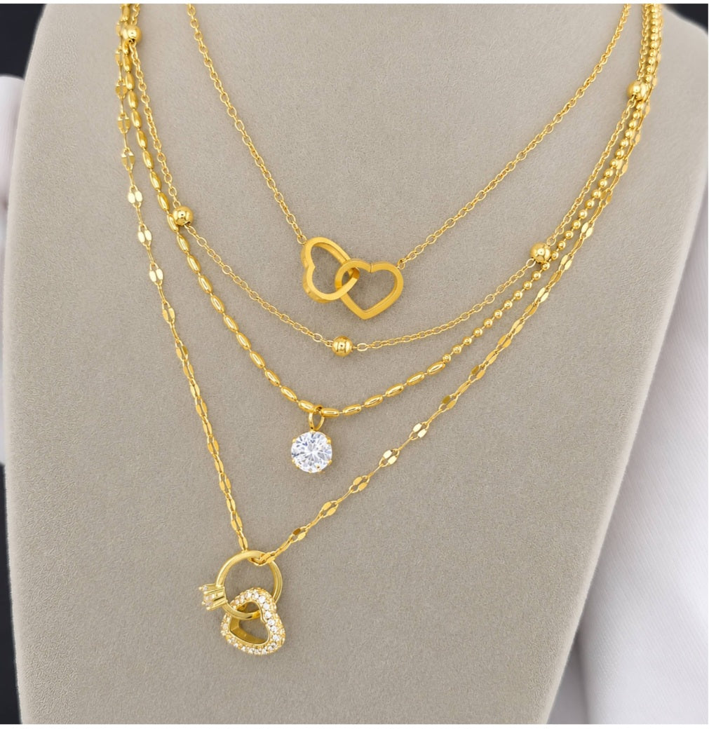 Double Heart Pendant (Waterproof 18K Gold Plated)