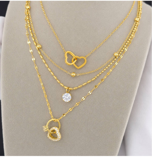 Double Heart Pendant (Waterproof 18K Gold Plated)