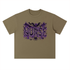 Nurse After Dark Heavyweight Oversized Tee featuring bold purple and black graphic with bats and spiderwebs.