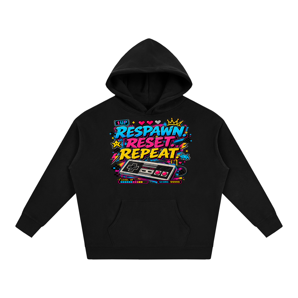 Respawn. Reset. Repeat. Oversize Fleeced Hoodie