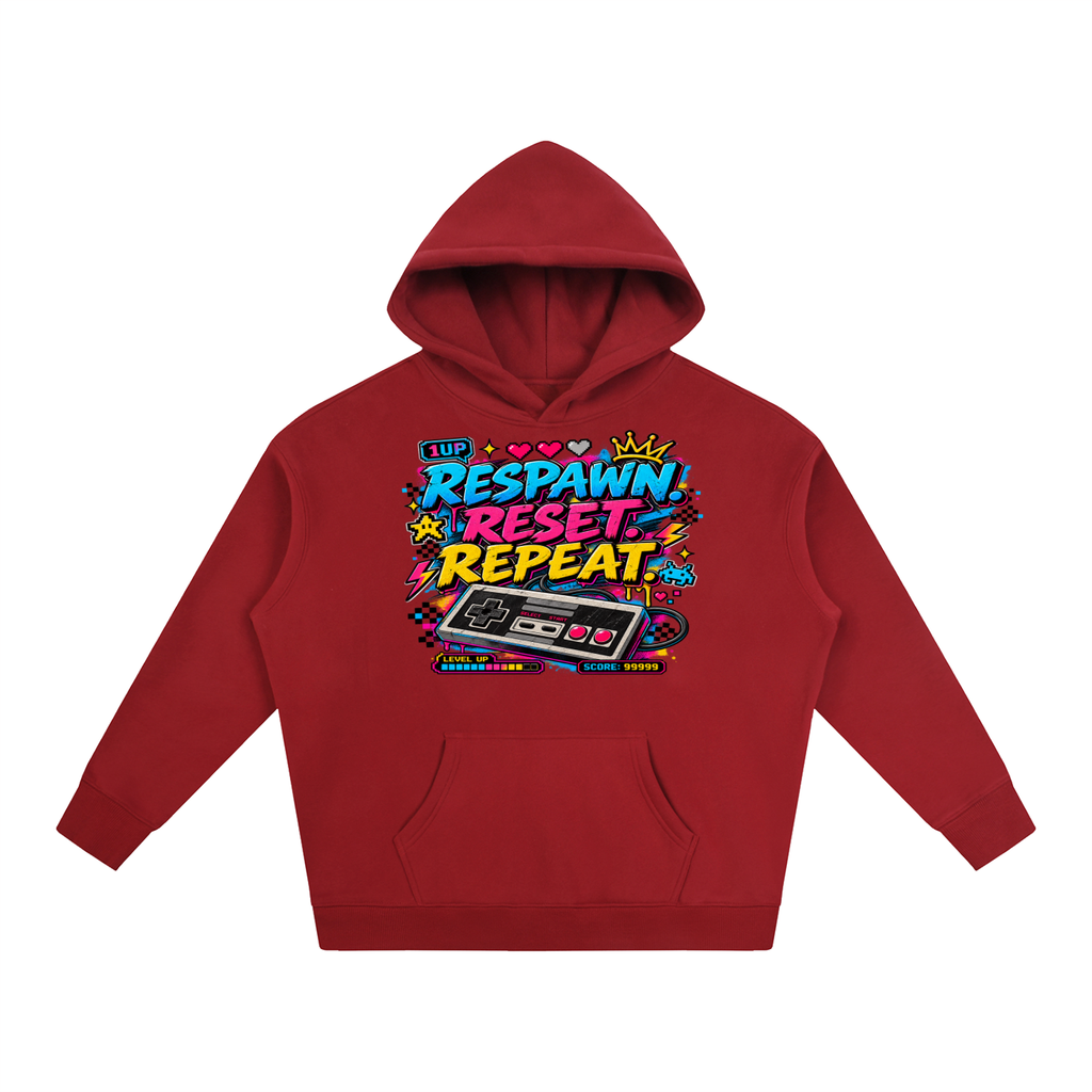 Respawn. Reset. Repeat. Oversize Fleeced Hoodie