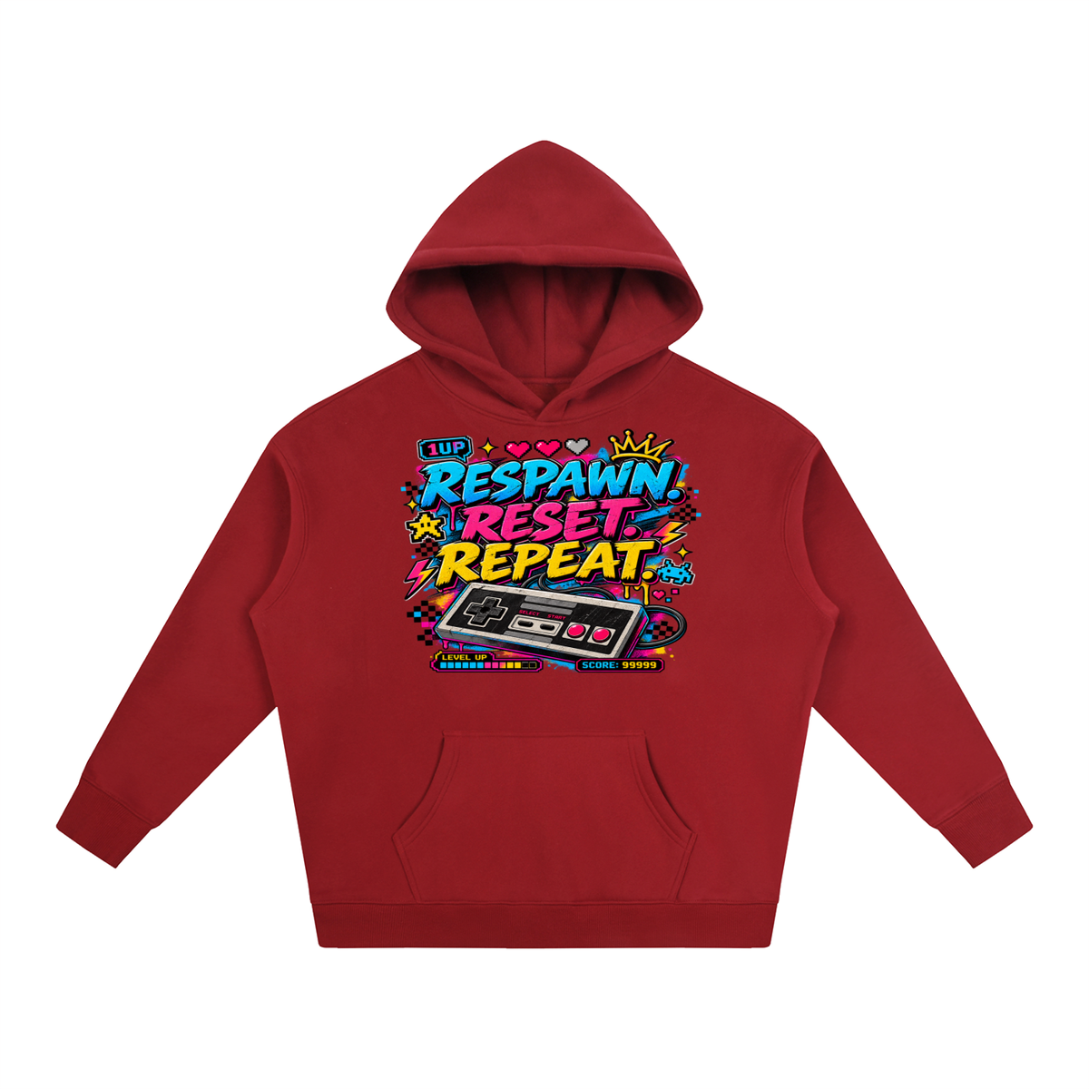 Respawn. Reset. Repeat. Oversize Fleeced Hoodie