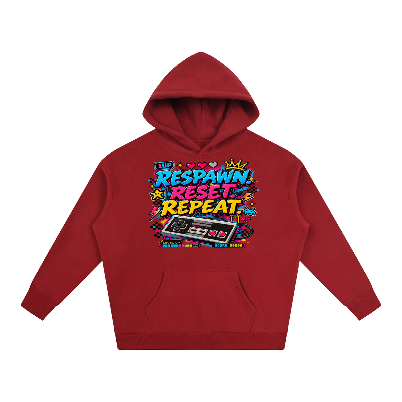 Respawn. Reset. Repeat. Oversize Fleeced Hoodie