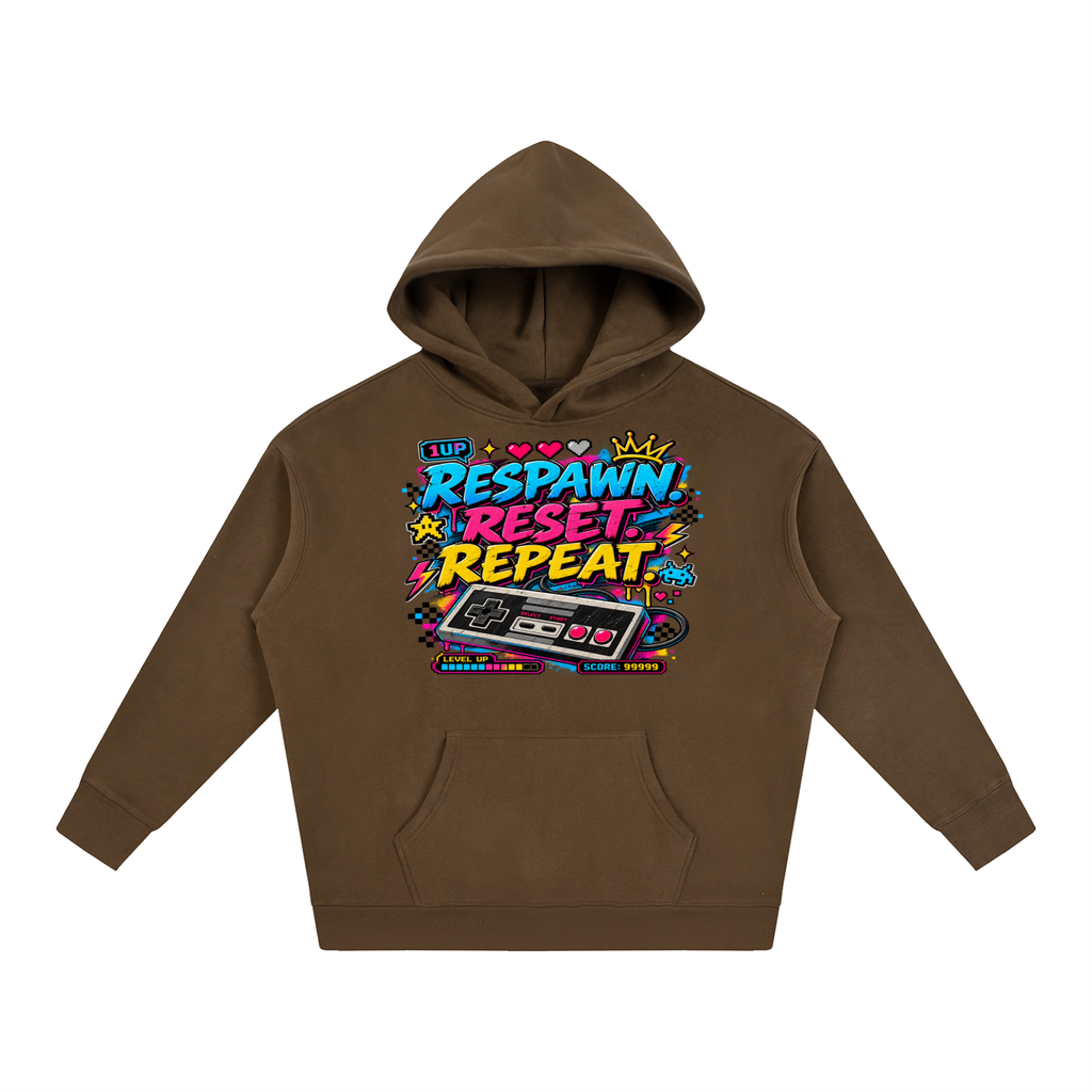 Respawn. Reset. Repeat. Oversize Fleeced Hoodie