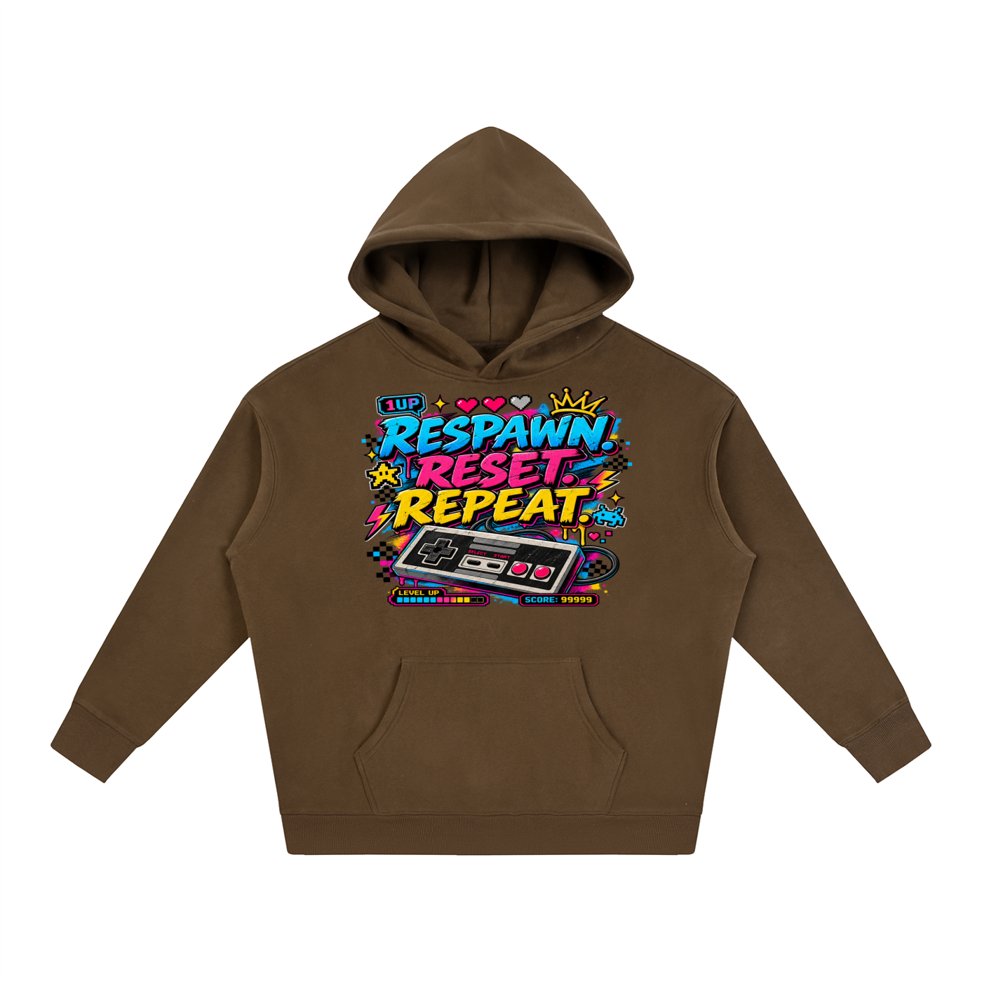 Respawn. Reset. Repeat. Oversize Fleeced Hoodie