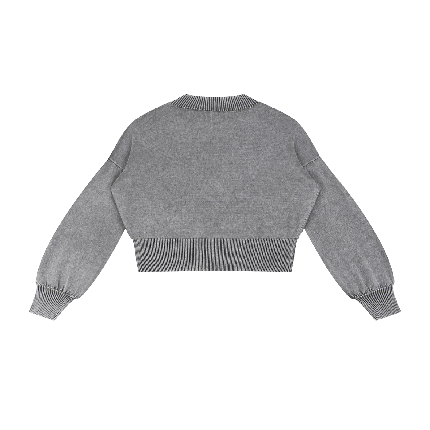 "Independent" Mineral Wash Balloon Sleeve Cropped Sweater