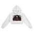 Cropped hoodie for casual wear featuring a Halloween graphic design with a spooky figure.