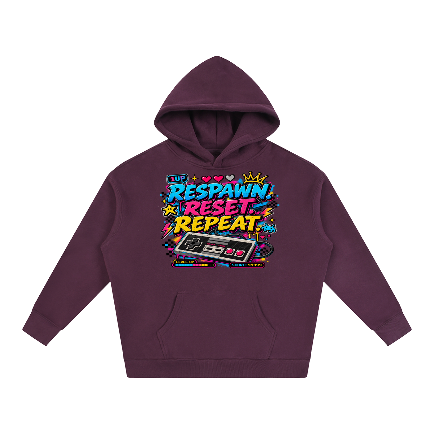 Respawn. Reset. Repeat. Oversize Fleeced Hoodie