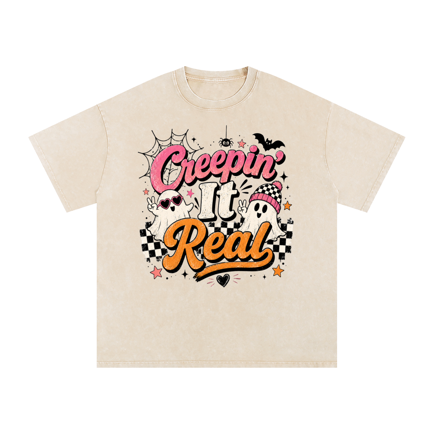 "Creeping" Snow Washed Oversized Cotton T-Shirt