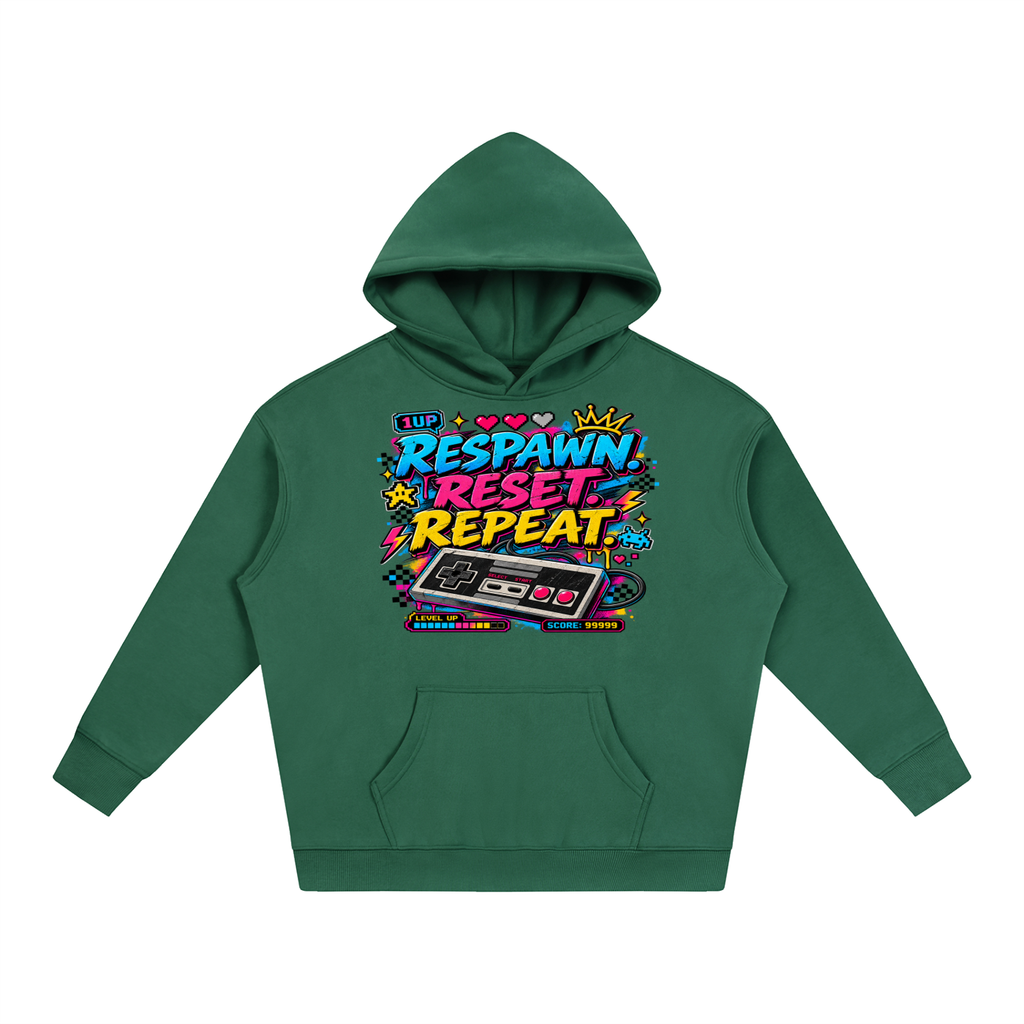 Respawn. Reset. Repeat. Oversize Fleeced Hoodie