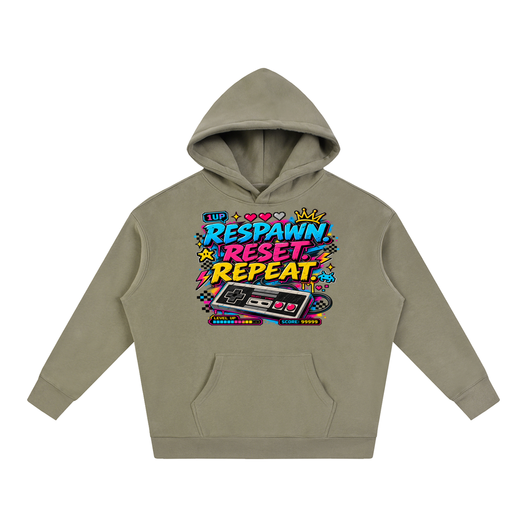 Respawn. Reset. Repeat. Oversize Fleeced Hoodie