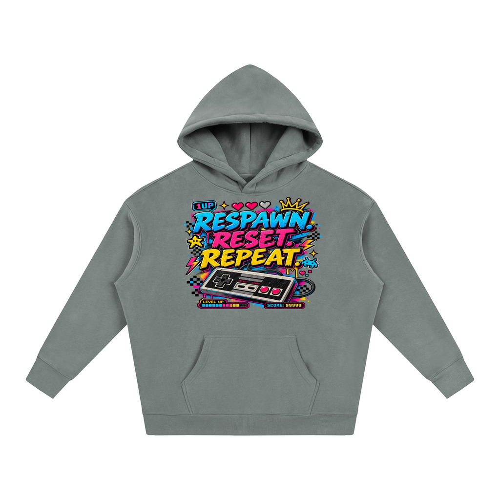 Respawn. Reset. Repeat. Oversize Fleeced Hoodie