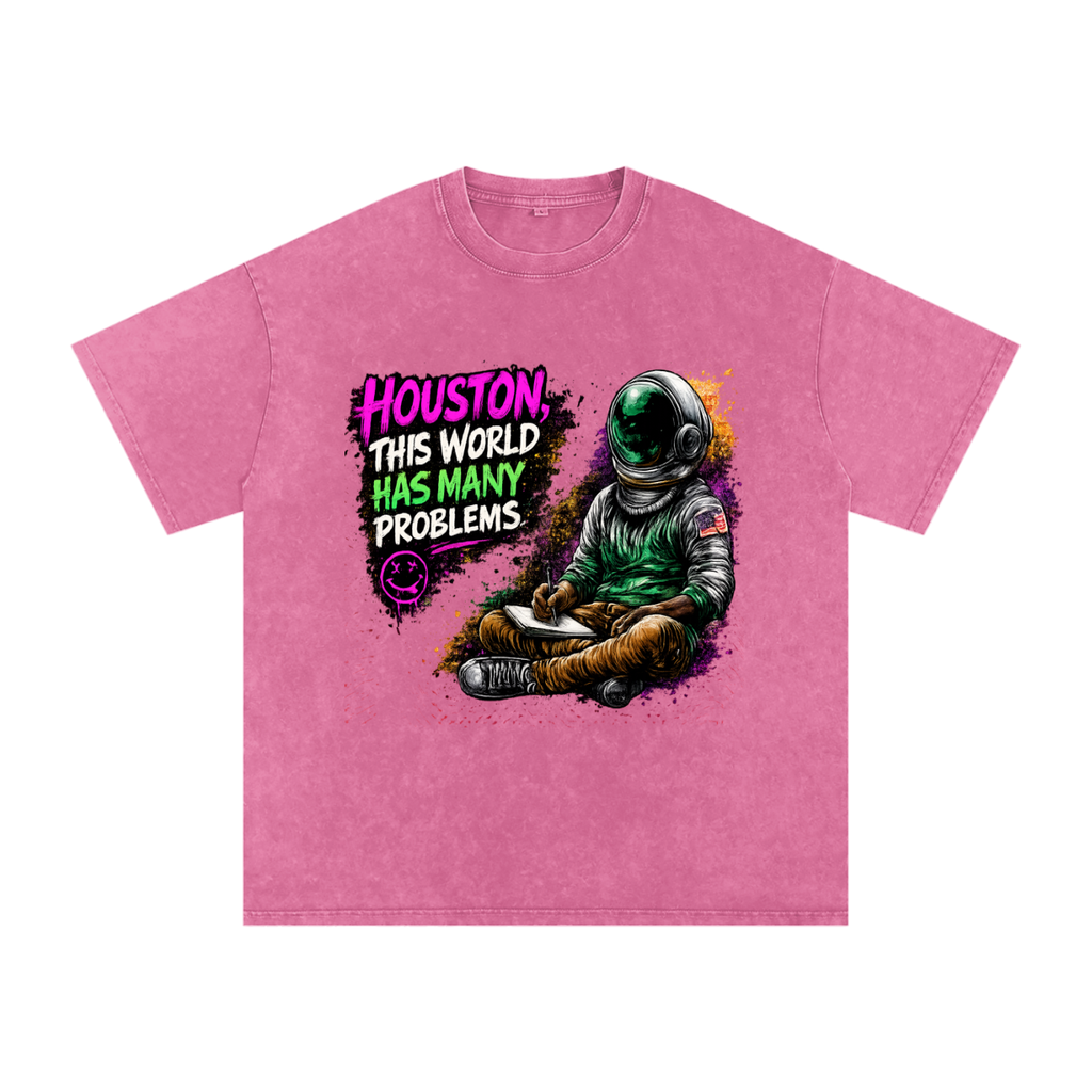 "Space" Snow Washed Oversized Cotton T-Shirt