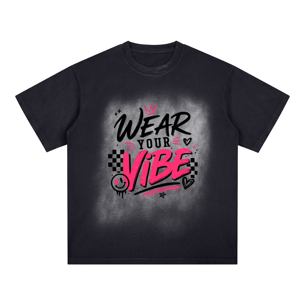 "Vibe Check" Square Patch Monkey Washed T-Shirt