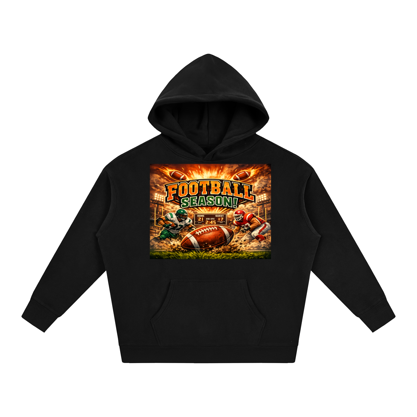 "Football" Oversize Fleeced Hoodie