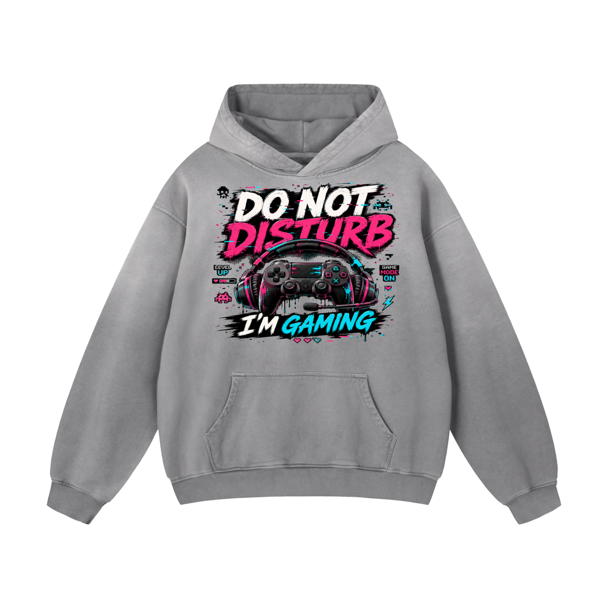 Heavyweight gaming hoodie gray front