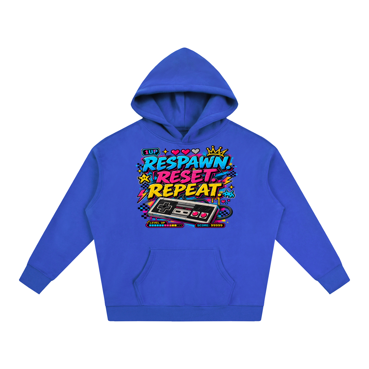Respawn. Reset. Repeat. Oversize Fleeced Hoodie