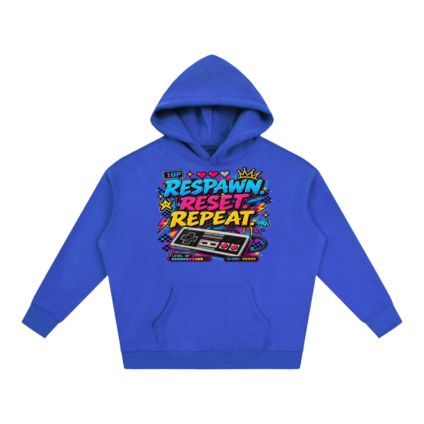Respawn. Reset. Repeat. Oversize Fleeced Hoodie