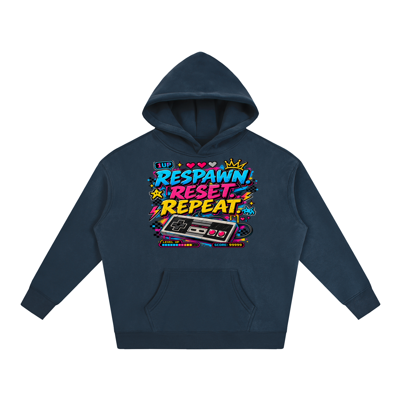 Respawn. Reset. Repeat. Oversize Fleeced Hoodie