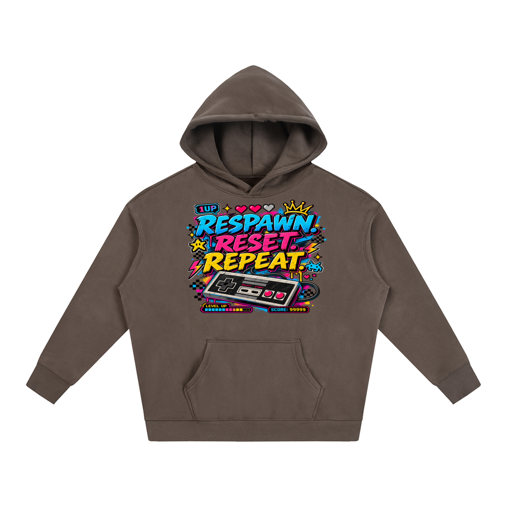 Respawn. Reset. Repeat. Oversize Fleeced Hoodie
