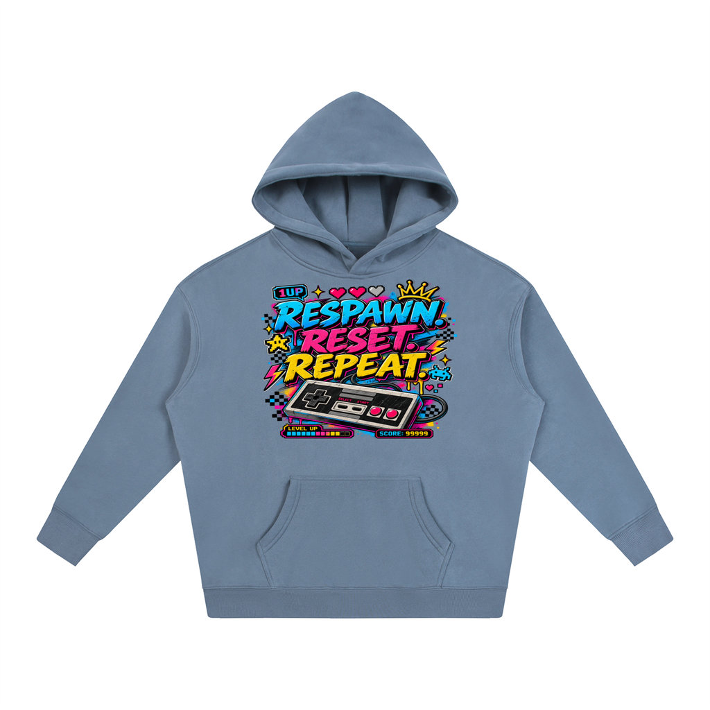 Respawn. Reset. Repeat. Oversize Fleeced Hoodie