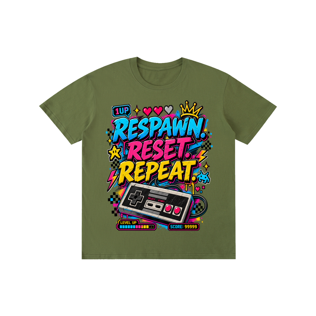 Respawn. Reset. Repeat. Gamer tee